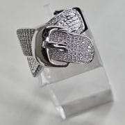 Anillo cinto plata rodinada y pave