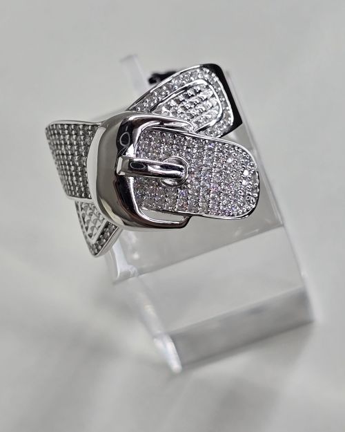 Anillo cinto plata rodinada y pave