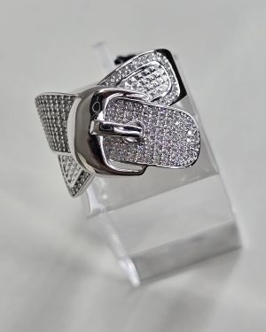 Anillo cinto plata rodinada y pave