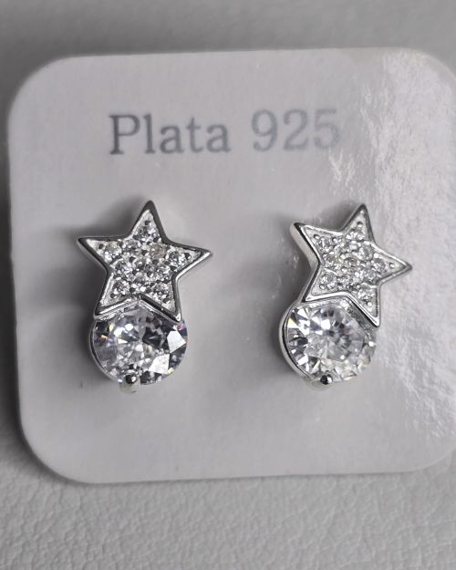 Aro plata de estrella con punto luz