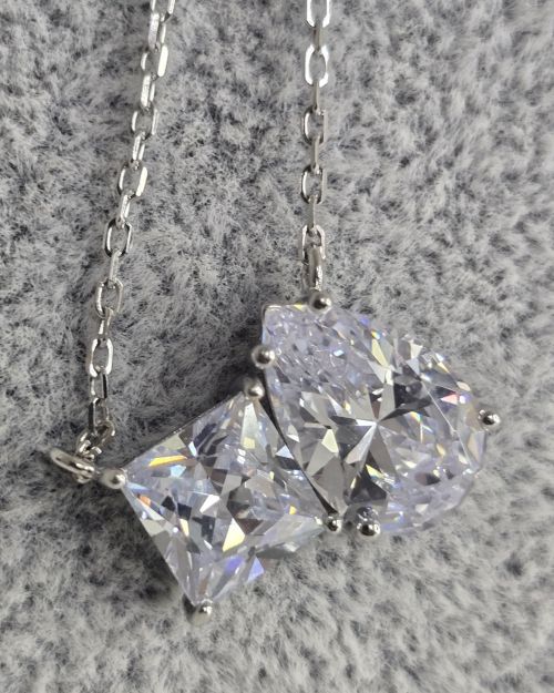 Conjunto Plata rodinada de gota cuadrado con regulador