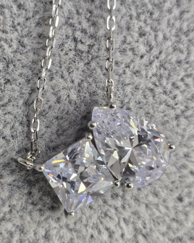 Conjunto Plata rodinada de gota cuadrado con regulador