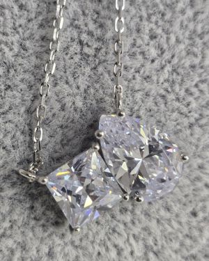 Conjunto Plata rodinada de gota cuadrado con regulador