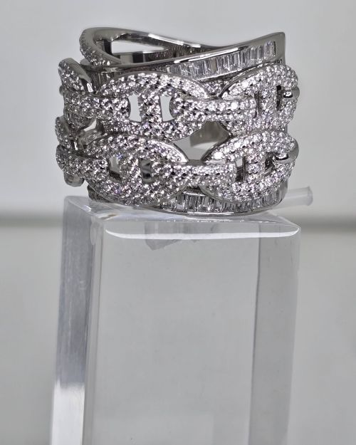 Anillo plata rodinada ancho con eslabones