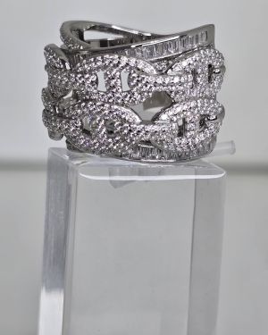 Anillo plata rodinada ancho con eslabones