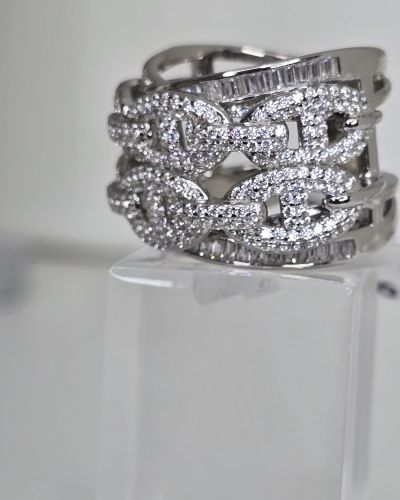 Anillo plata rodinada ancho con eslabones