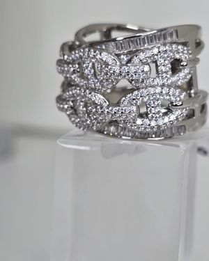 Anillo plata rodinada ancho con eslabones