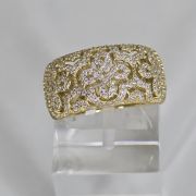Anillo flores calada plata rodinada con baño gold