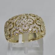 Anillo flores calada plata rodinada con baño gold