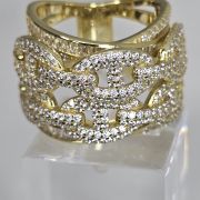 Anillo ancho importante plata rodinada con baño gold eslabones