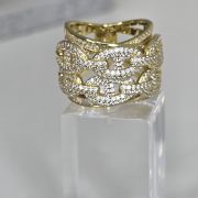 Anillo ancho importante plata rodinada con baño gold eslabones