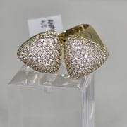 Anillo abierto triangular regulable de plata rodinada con baño gold