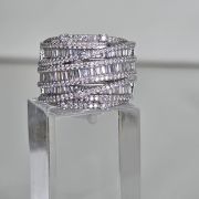 Anillo ancho importado con brillo, plata rodinada