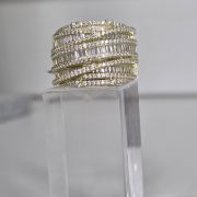 Anillo ancho importado con brillo, plata rodinada Baño gold