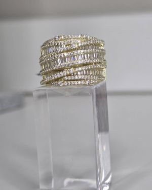 Anillo ancho importado con brillo, plata rodinada Baño gold