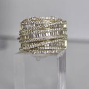 Anillo ancho importado con brillo, plata rodinada Baño gold
