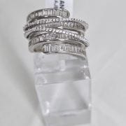 Anillo Baguette cuadruple plata rodinada