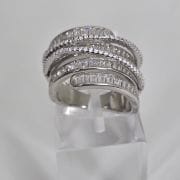 Anillo Baguette cuadruple plata rodinada