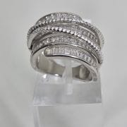 Anillo Baguette cuadruple plata rodinada