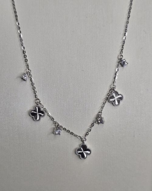 Gargantilla plata rodinada van cleef punto luz