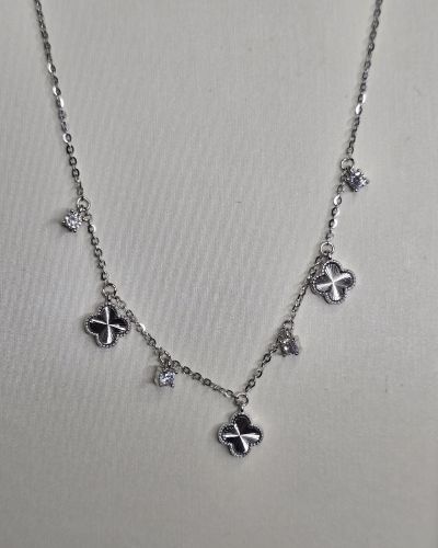 Gargantilla plata rodinada van cleef punto luz