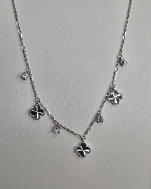 Gargantilla plata rodinada van cleef punto luz