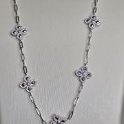 Gargantilla forcet con dije de flores pave y brillo Plata rodinada