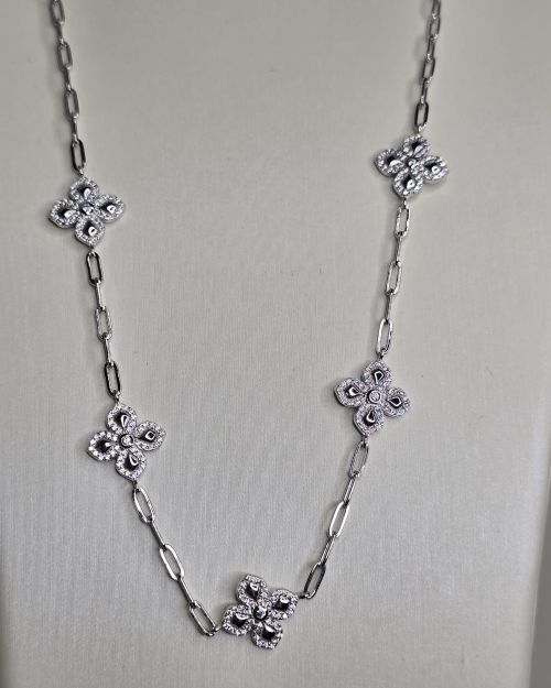 Gargantilla forcet con dije de flores pave y brillo Plata rodinada