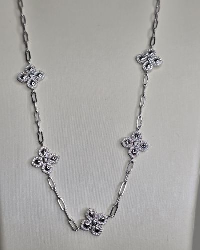 Gargantilla forcet con dije de flores pave y brillo Plata rodinada