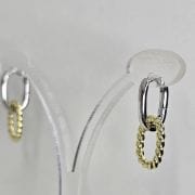 Argollas rectangulares con huggie combinadas rodinadas con gold