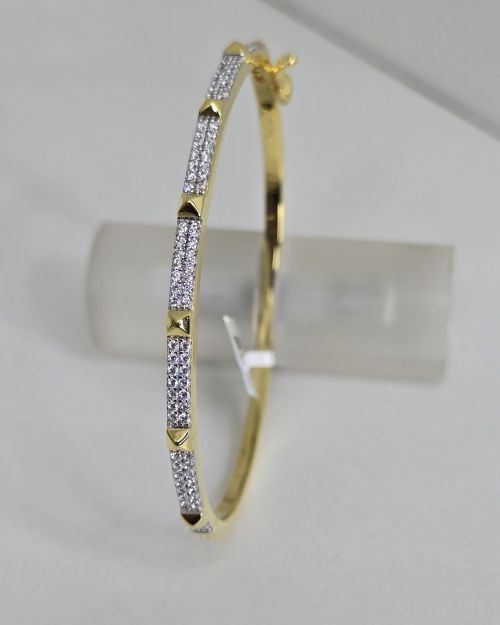 Esclava con X combinada plata y gold con piedras