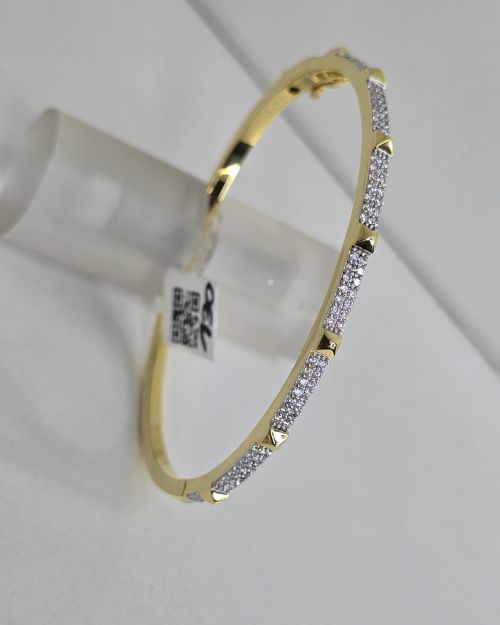 Esclava con X combinada plata y gold con piedras