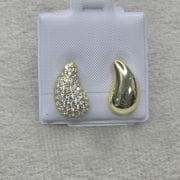 Aros gotas pasantes discontinuos plata rodinada CON BAÑO GOLD