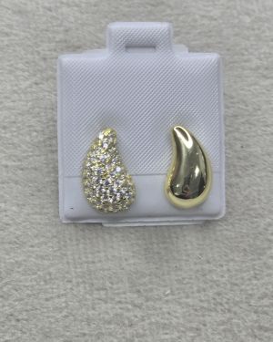 Aros gotas pasantes discontinuos plata rodinada CON BAÑO GOLD