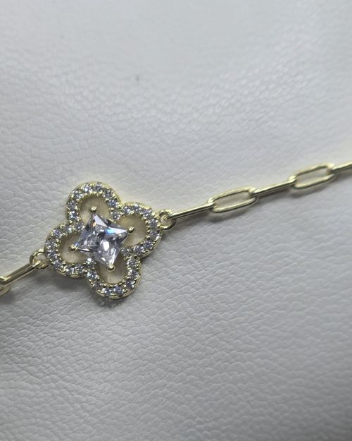 Pulsera rodinada GOLD con forcet flores