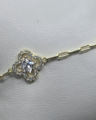 Pulsera rodinada GOLD con forcet flores