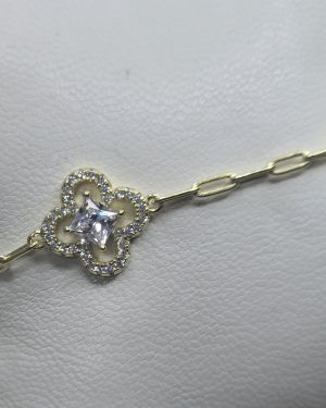 Pulsera rodinada GOLD con forcet flores