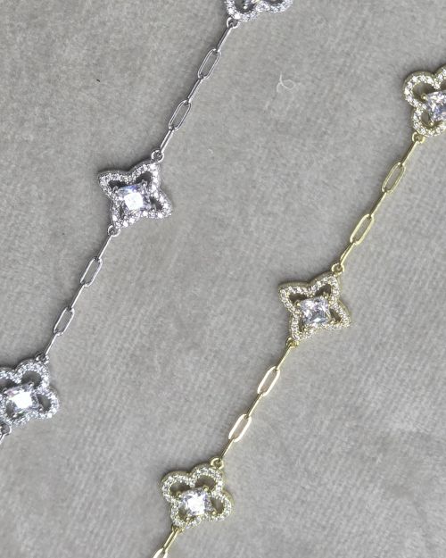 Pulsera rodinada GOLD con forcet flores