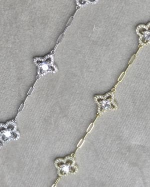 Pulsera rodinada GOLD con forcet flores