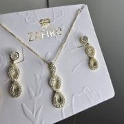 Conjunto infinito con cubic plata con baño gold. Aro+dije+cadena