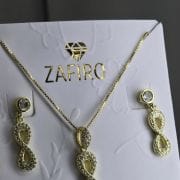 Conjunto infinito con cubic plata con baño gold. Aro+dije+cadena