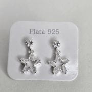 Aros pasantes estrella de plata con  punto luz