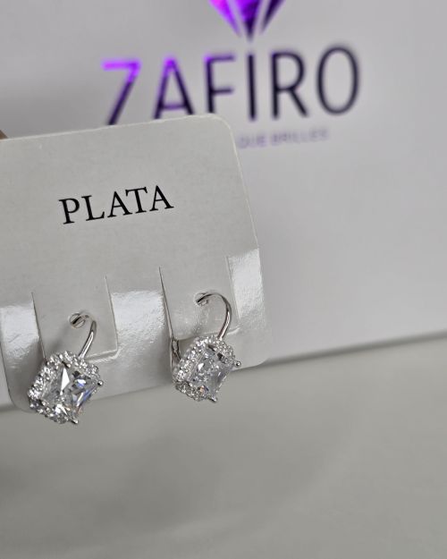 Aros brisura cuadrados en Plata 925