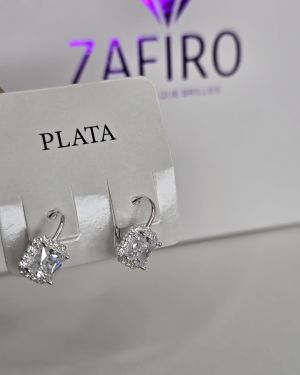 Aros brisura cuadrados en Plata 925
