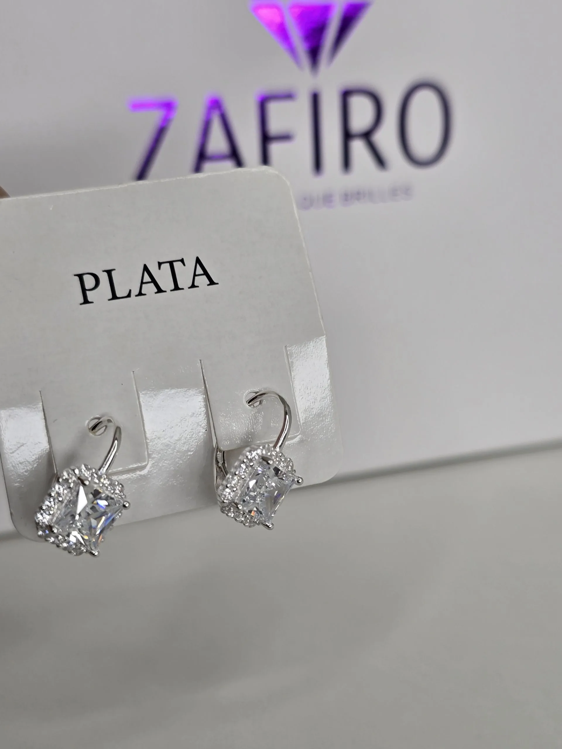 Aros brisura cuadrados en Plata 925