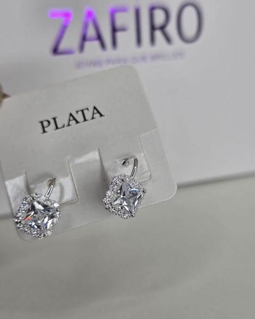 Aros brisura cuadrados en Plata 925