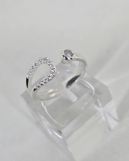 Anillo Regulable abierto calado con pave y cubic Plata 925