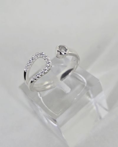 Anillo Regulable abierto calado con pave y cubic Plata 925