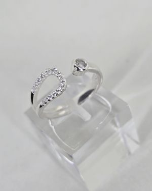 Anillo Regulable abierto calado con pave y cubic Plata 925