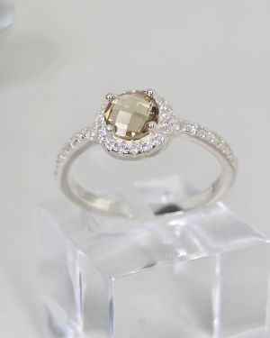Anillo maiz con cristal y pave de plata 925